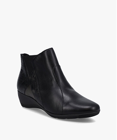 boots femme confort dessus cuir a talon compense noir standard bottines bottesI213501_2