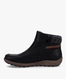 boots confort femme a talon plat et col en maille noir standard bottines bottesI215201_3