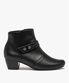 GEMO Boots femme confort unies à talon et bride décorative noir standard