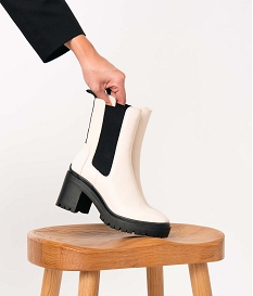 boots femme a talon large style chelsea bicolores blancI218901_1