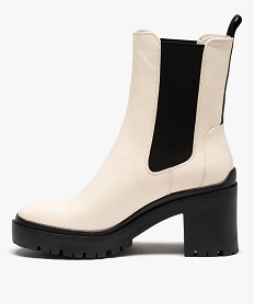 boots femme a talon large style chelsea bicolores blancI218901_4