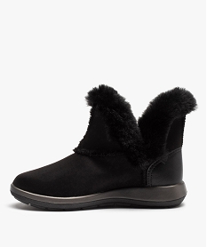 boots fourrees femme confort en suedine unie noir standard bottines bottesI222801_3