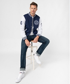 GEMO Sweat bomber homme fermé par boutons pressions - Harvard Bleu