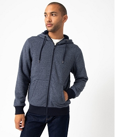 GEMO Sweat homme à capuche avec doublure sherpa Bleu