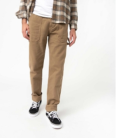 pantalon homme coupe regular avec larges poches plaquees brun pantalonsI286501_1