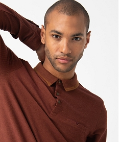 polo homme a manches longues avec finitions contrastantes brun polosI295701_2