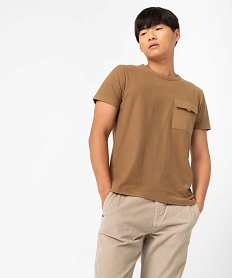 GEMO Tee-shirt homme en maille piquée avec poche poitrine Beige