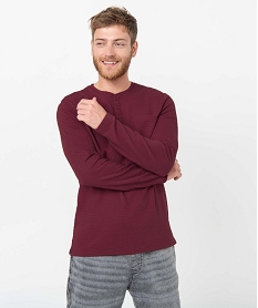 tee-shirt homme a manches longues a col boutonne rouge tee-shirtsI305201_1