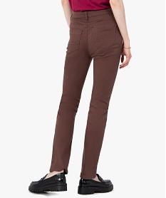 pantalon femme en coton stretch coupe regular brun pantalonsI311701_3