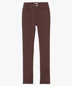pantalon femme en coton stretch coupe regular brun pantalonsI311701_4