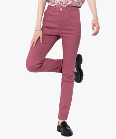 pantalon femme en coton stretch coupe regular violet pantalonsI311801_1