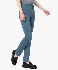 GEMO Pantalon femme en coton stretch coupe Regular Bleu