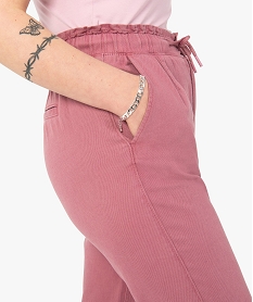 pantalon femme coupe ample avec ceinture elastiquee violet pantalonsI313101_2