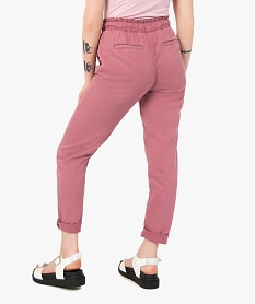 pantalon femme coupe ample avec ceinture elastiquee violet pantalonsI313101_3