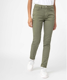 pantalon femme coupe slim en coton stretch vert pantalonsI313401_1