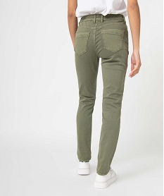 pantalon femme coupe slim en coton stretch vert pantalonsI313401_3