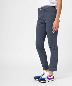 pantalon femme coupe slim en coton stretch bleu pantalonsI313701_1