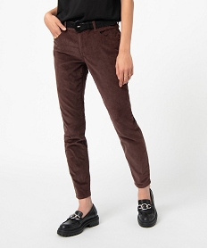 pantalon femme en velours coupe slim brun pantalonsI314301_1