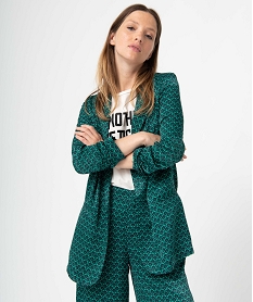 GEMO Veste blazer femme imprimée en matière satinée Vert