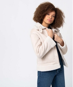 GEMO Blouson femme réversible en suédine et sherpa - LuluCastagnette Beige