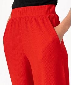 pantacourt femme ample en maille texturee extensible rouge pantacourtsI332601_2