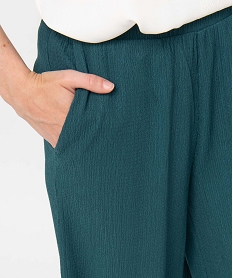 pantacourt femme ample en maille texturee extensible vert pantacourtsI332701_2