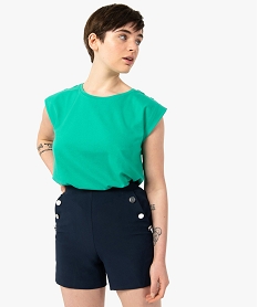 tee-shirt femme sans manches a epaulettes vert debardeursI361401_1