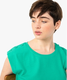 tee-shirt femme sans manches a epaulettes vert debardeursI361401_2