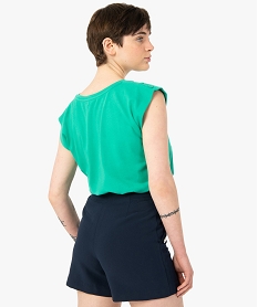 tee-shirt femme sans manches a epaulettes vert debardeursI361401_3