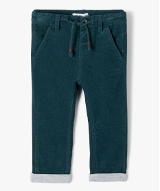 GEMO Pantalon bébé garçon en velours doublé jersey Bleu