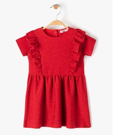 robe bebe fille a manches courtes a paillettes avec volant sur le buste rouge robesI395201_1