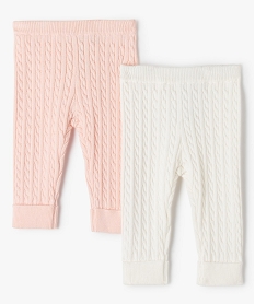 GEMO Pantalon bébé en maille torsadée (lot de 2) Rose