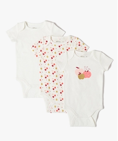 GEMO Bodies bébé fille à manches courtes avec motifs pailletés (lot de 3) Beige