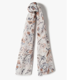 GEMO Foulard femme léger à motif cachemire Blanc