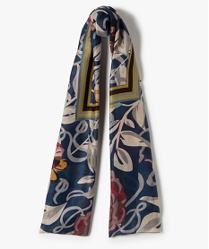 GEMO Foulard femme à motifs fleuris Bleu