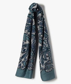 GEMO Foulard femme avec motifs fleuris et touches pailletées Bleu