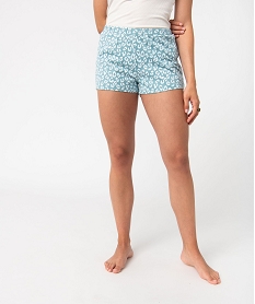 short de pyjama femme imprime avec ceinture elastique multicolore bas de pyjamaI451201_1