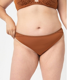 culotte femme grande taille en dentelle et microfibre brun culottesI460701_1