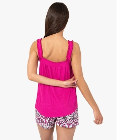 haut de pyjama femme forme debardeur fronce rose hauts de pyjamaI466701_3