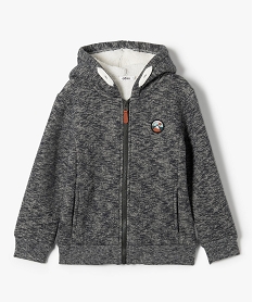 GEMO Sweat garçon zippé à capuche avec doublure sherpa Gris