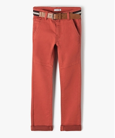 GEMO Pantalon garçon en toile extensible avec ceinture - LuluCastagnette Rouge