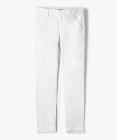 GEMO Pantalon chino en coton à revers garçon Blanc