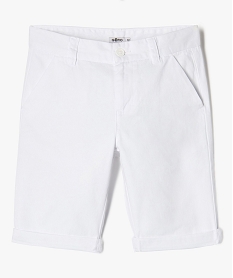 GEMO Bermuda coupe chino regular en toile de coton garçon blanc standard