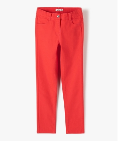 pantalon stretch coupe slim fille rouge pantalonsI514501_1