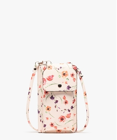 GEMO Pochette femme fleurie à bandoulière Multicolore