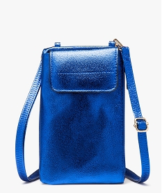 GEMO Pochette femme zippée et métallisée à bandoulière amovible bleu standard