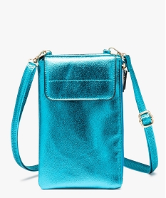 GEMO Pochette femme zippée et métallisée à bandoulière amovible vert vif