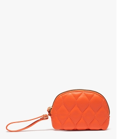 GEMO Porte-monnaie femme demi-lune matelassé à zip et dragonne orange standard