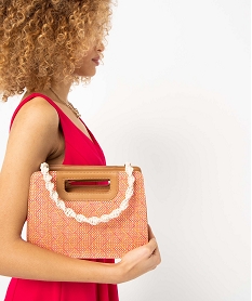 GEMO Sac à main à tissage multicolore et poignées intégrées Orange