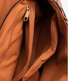 sac femme forme rectangle en raphia tresse avec large rabat marron vif sacs bandouliereI584201_3